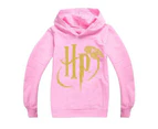 Boys Girls Cartoon Print Tops Hoodie Hooded Long Sleeve Sweatshirt Jumper New - Pink