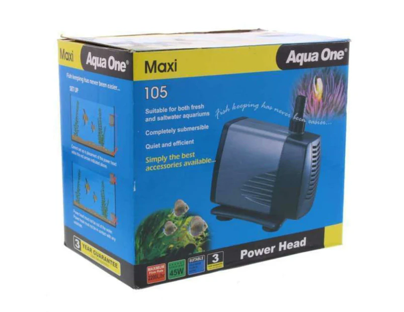Aqua One 105 Maxi Submersible Water Pump w/ 2500L/hr Max Flow Rate for Ponds