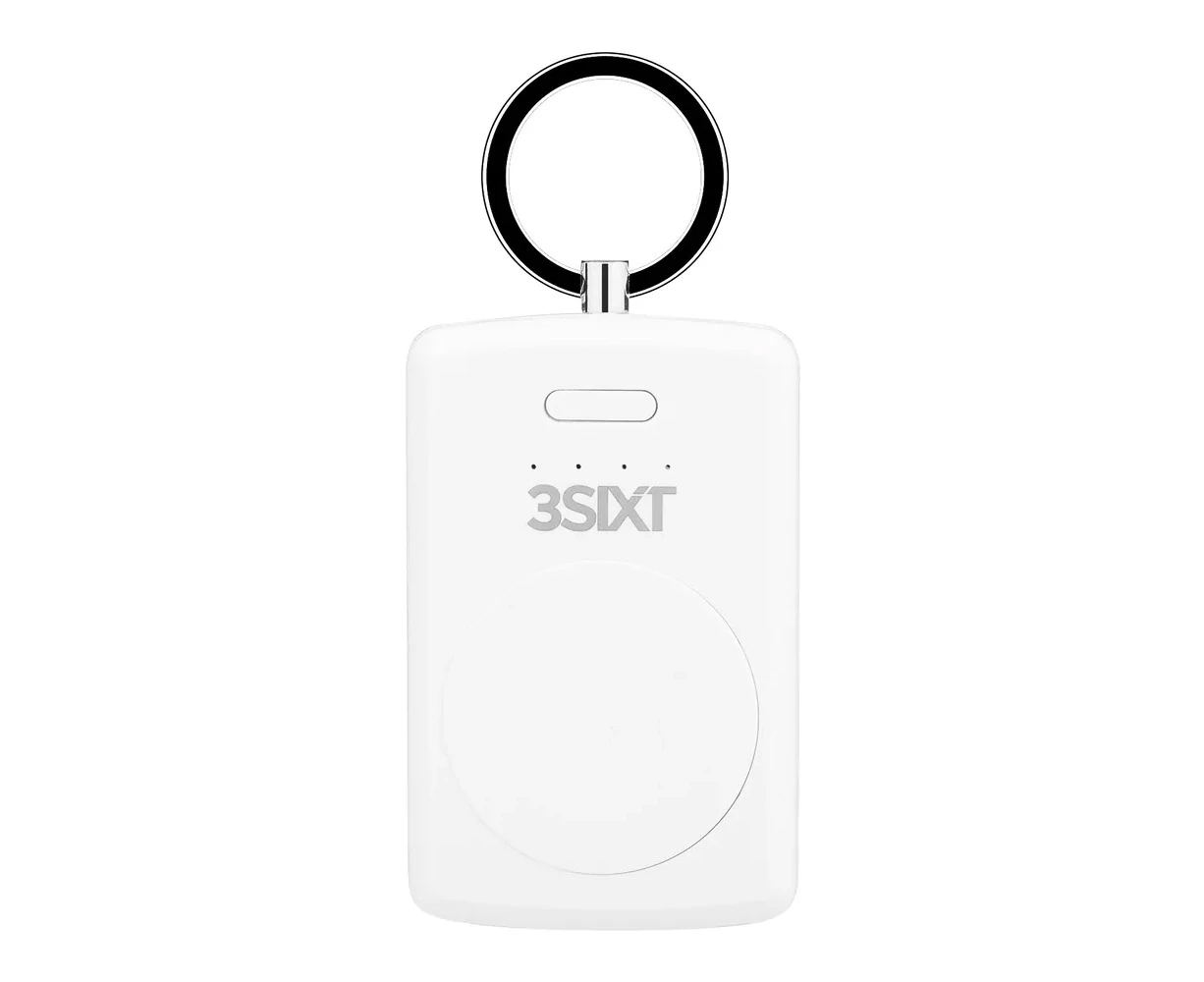 3sixT JetPak 1000mAh Power Bank 3S-1187 Keyring Charger For Apple Watch White