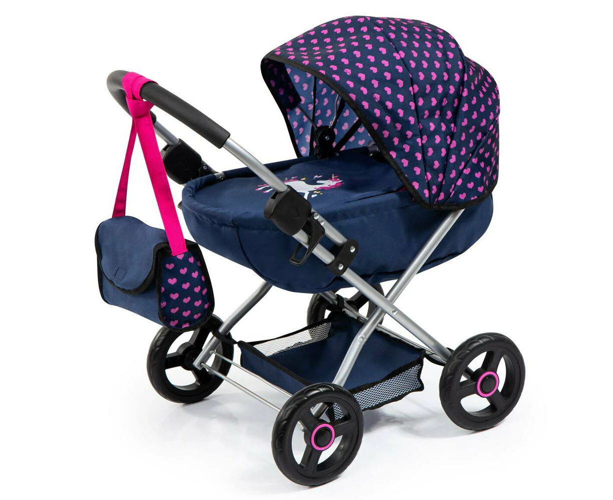 Bayer 59cm Cosy Doll Pram Toy - Dark Blue/Pink