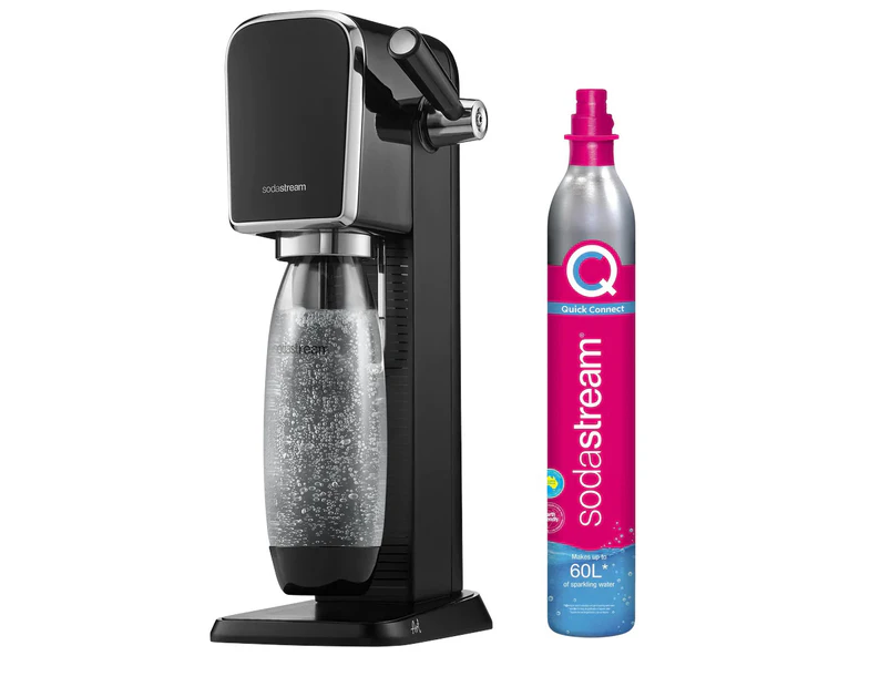 SodaStream Art Sparkling Fizzy Water/Soda Drink Maker Black 60L w/1L Bottle