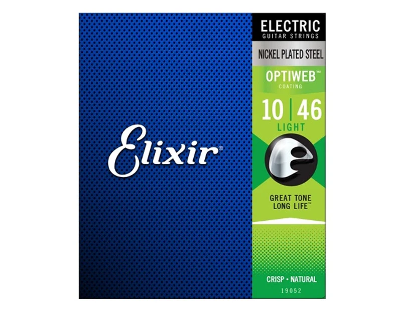 Elixir #19052 Electric Guitar Strings Optiweb Nickel Plated Steel 10-46 Light