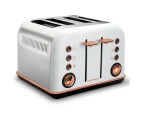 Morphy Richards 242108 White Accents 4 Slice Toaster Rose Gold w/ Removable Tray