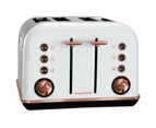 Morphy Richards 242108 White Accents 4 Slice Toaster Rose Gold w/ Removable Tray