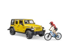 Bruder 1:16 Jeep Wrangler 32cm Rubicon w/ Mountain Bike/Cyclist Kids Toy 4y+