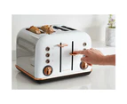 Morphy Richards 242108 White Accents 4 Slice Toaster Rose Gold w/ Removable Tray
