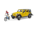 Bruder 1:16 Jeep Wrangler 32cm Rubicon w/ Mountain Bike/Cyclist Kids Toy 4y+