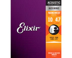 Elixir #11002 Acoustic Nano 80/20 Bronze Guitar String 10-47 Extra Light Gauge