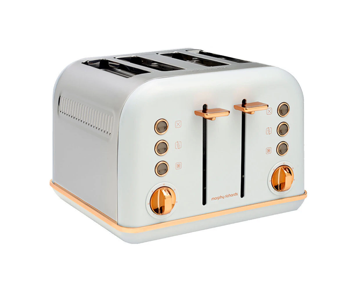 Morphy Richards 1880W Accents Rose Gold 4 Slice Bread Toaster Ocean Grey