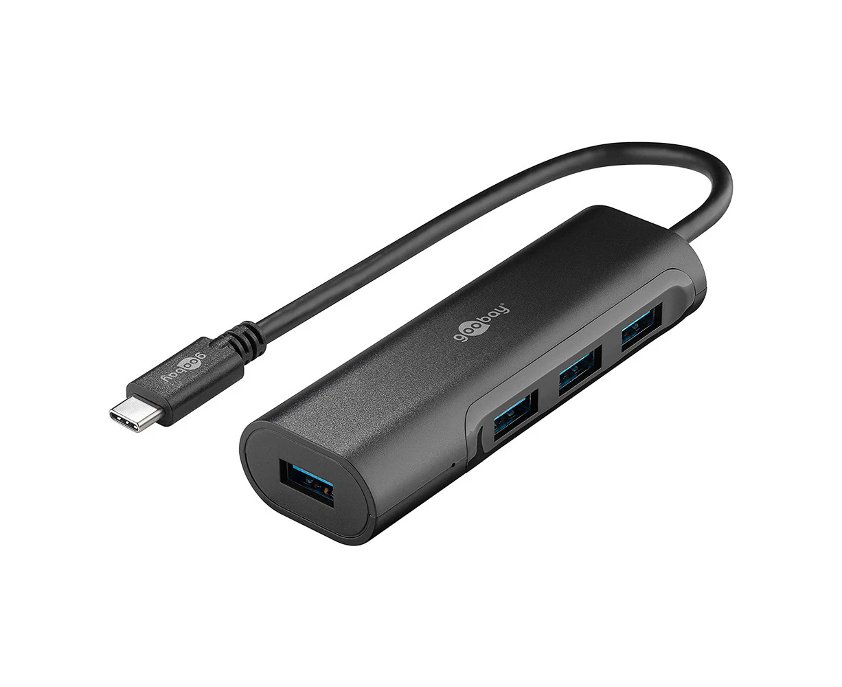 Goobay Computer Hub USB-C to 4x USB-A Port Adapter Charge/Data Transfer Black