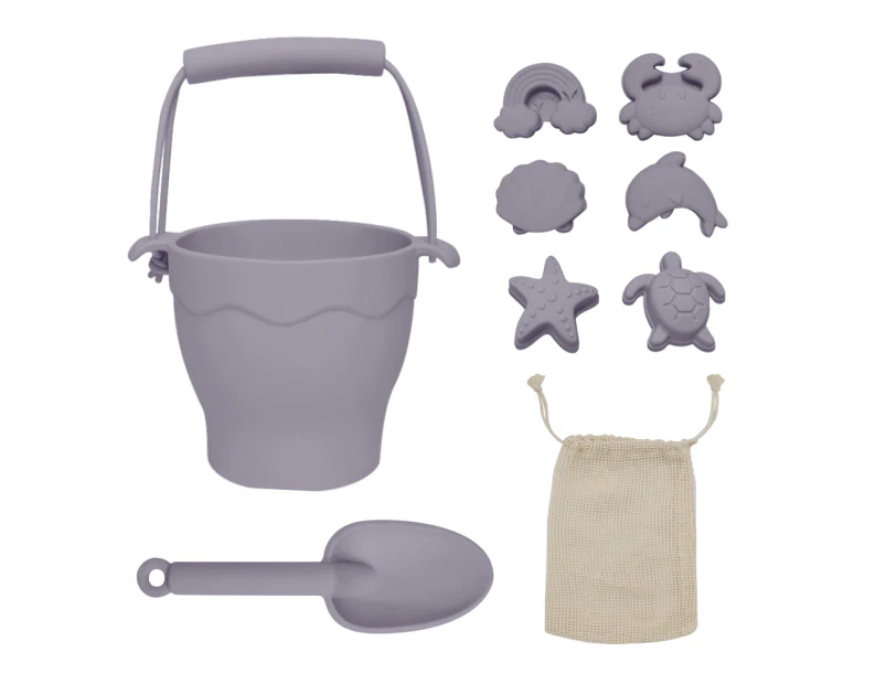 8pc Playground Silicone Bucket/Spade/Moulds Kids Beach/Sandpit Toy Set Lilac 3+