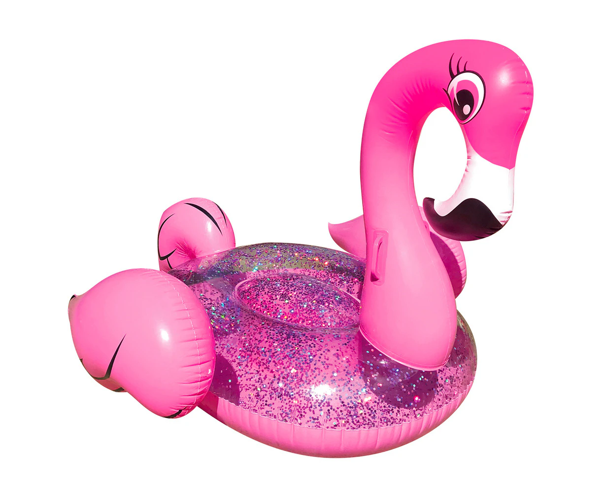 Land & Sea 1.2m Bling Inflatable Flamingo Water Ride Pool Ring Float Outdoor