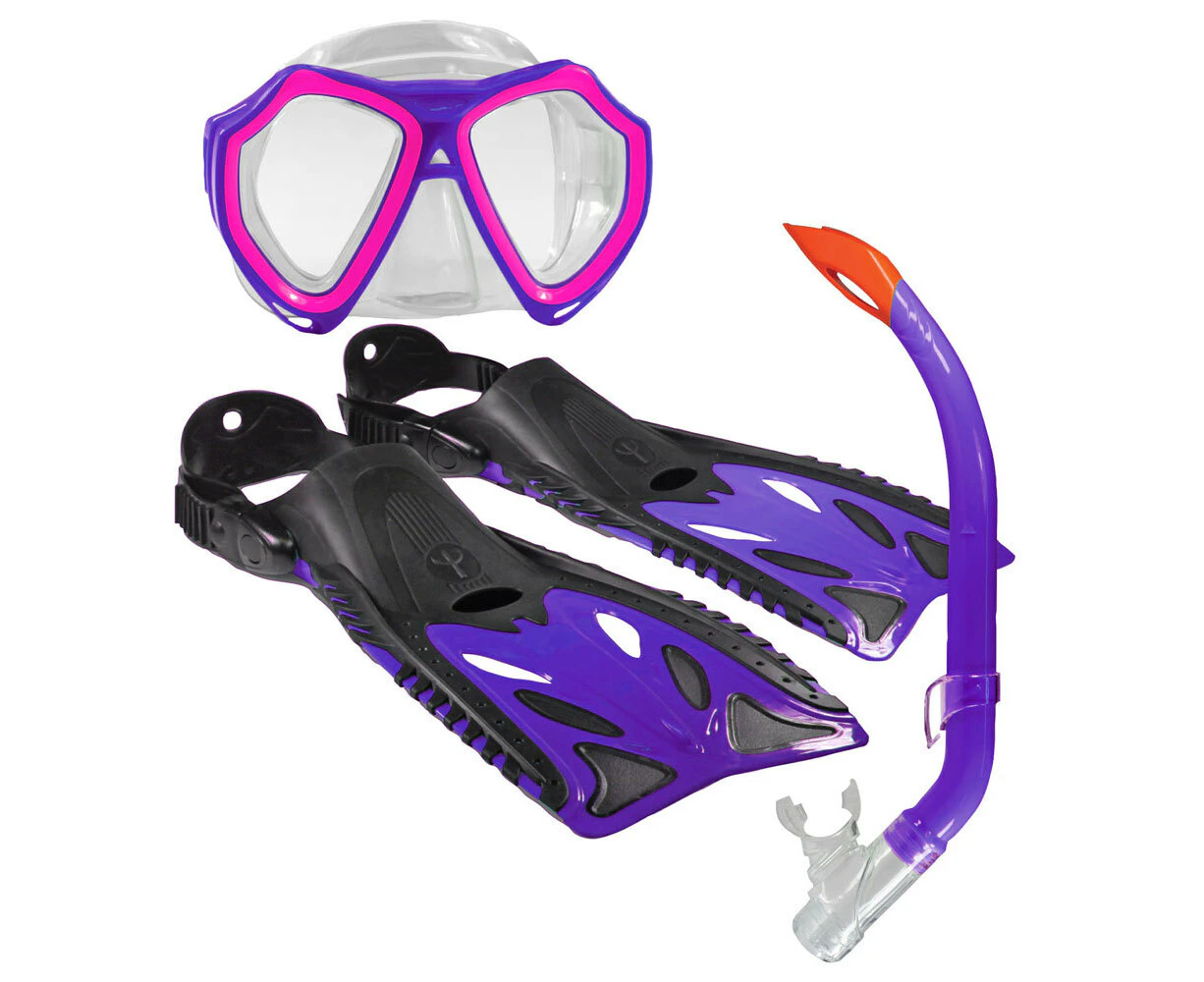 Land & Sea 3-10y Nipper Sea Water Snorkel Set Junior Violet Flipper/Glasses/Fin