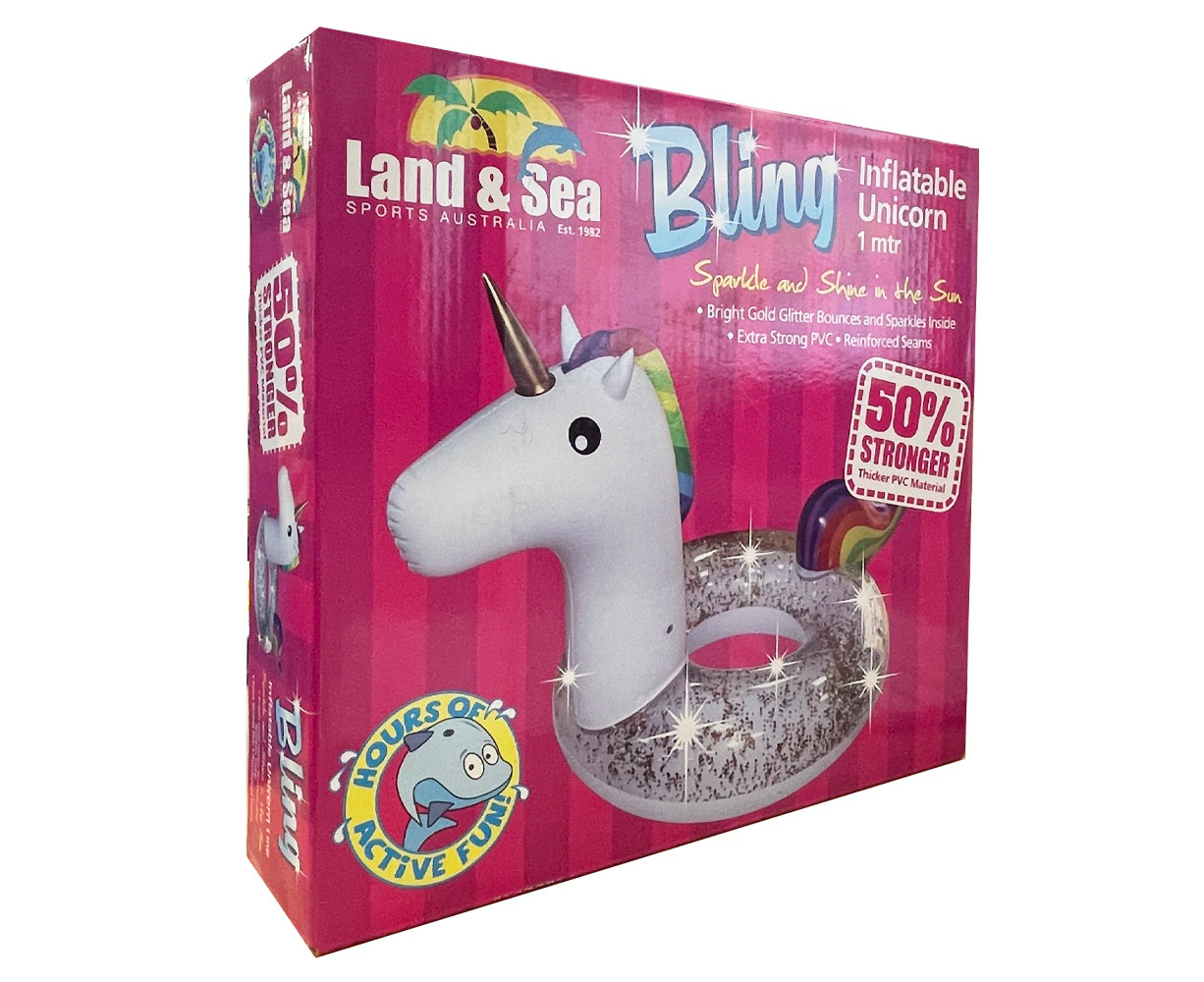 Land & Sea 1m Bling Unicorn Ring Inflatable Water Pool Float/Floating Outdoor