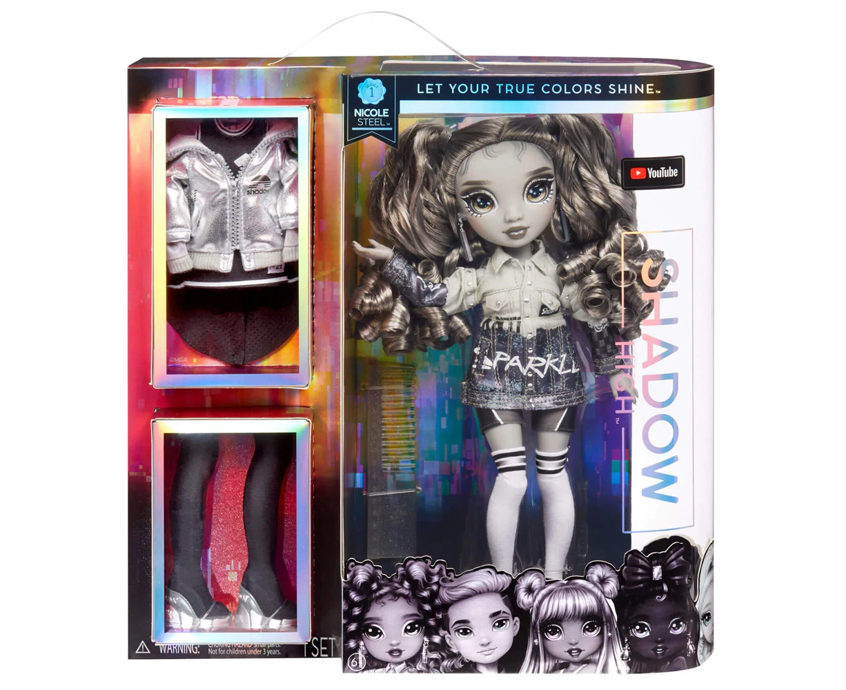 Rainbow High Shadow High Fashion Dolls - Nicole Steel Kids Toy w/Shoes/Jumper 6+