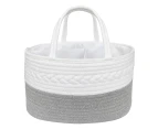 Living Textiles 100% Cotton Storage Nusery/Baby Nappy Bag Caddy Basket GRY/WHT