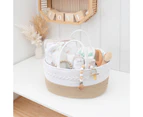 Living Textiles 100% Cotton Storage Nusery/Baby Nappy Caddy Basket Natural/White