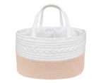 Living Textiles 35cm Cotton Rope Nappy Caddy Storage w/ Carry Handle Blush/White
