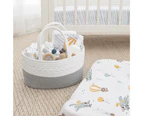 Living Textiles 100% Cotton Storage Nusery/Baby Nappy Bag Caddy Basket GRY/WHT