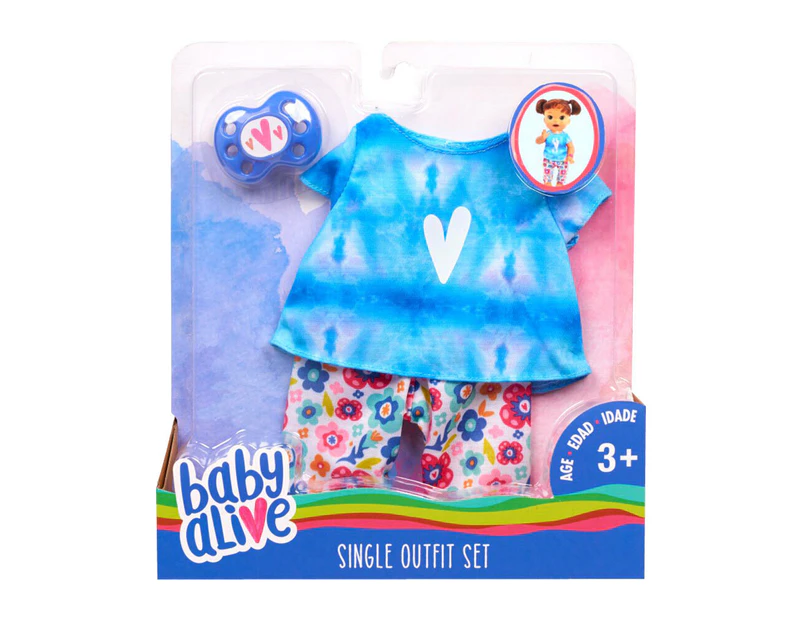 Baby Alive Single Outfit Set Top/Pants/Pacifier Pink/Blue for Dolls Kids/Toy 3y+