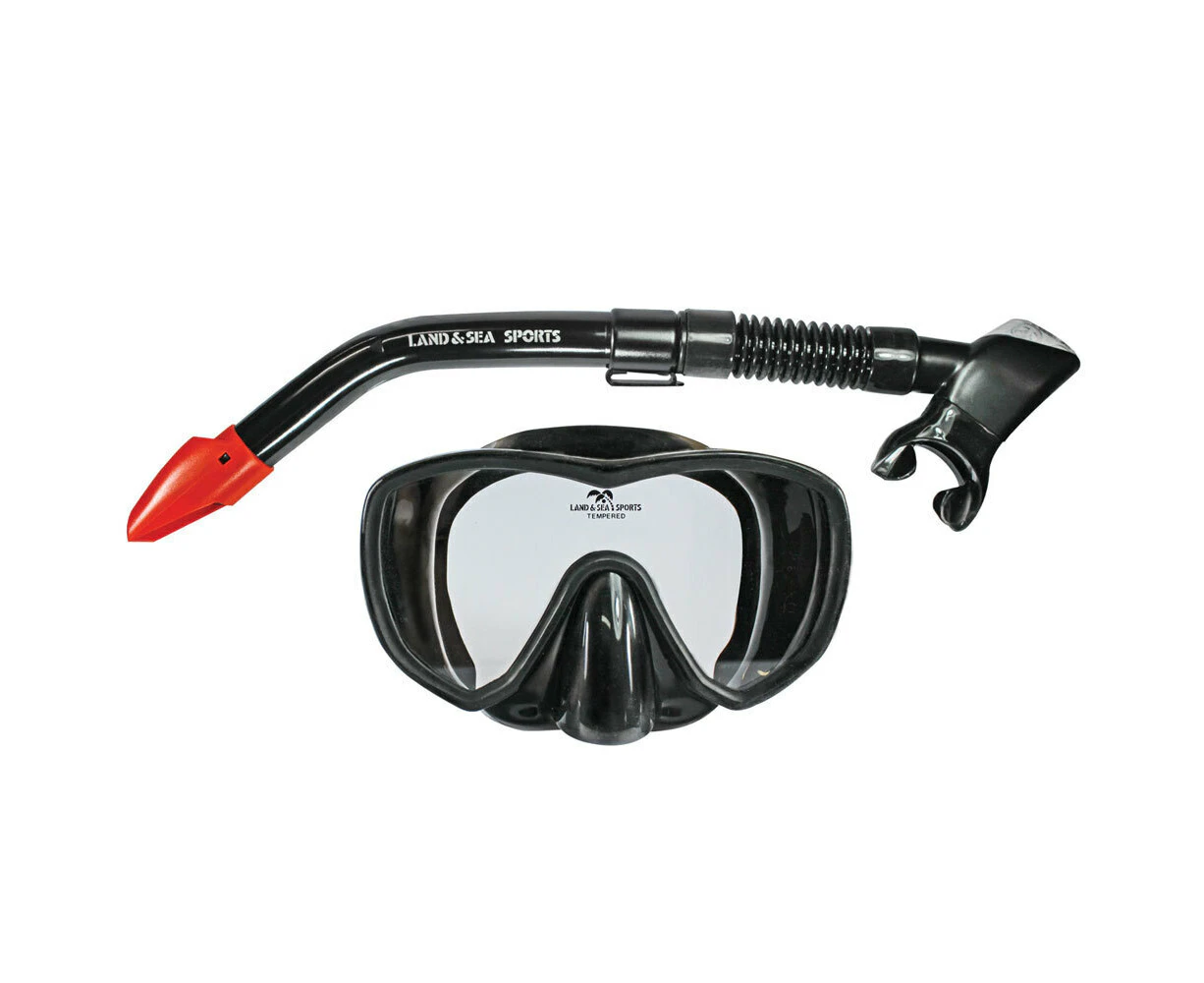 Land & Sea Sports Black Marlin Underwater Adult/Teen Silicone Mask & Snorkel Set