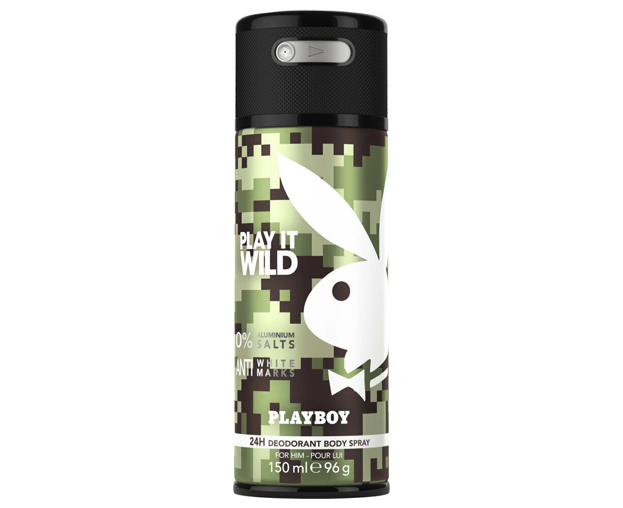 Playboy Play It Wild 150ml Deodarant Spray 24h Body Odor Control for Men/Him