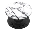 Pop Sockets Grip Universal Swappable Holder Dove White Marble w/ Base for Phones