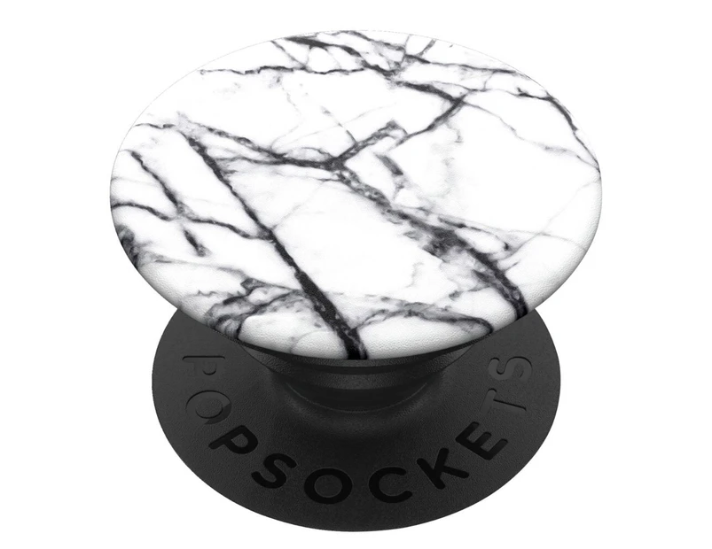 Pop Sockets Grip Universal Swappable Holder Dove White Marble w/ Base for Phones