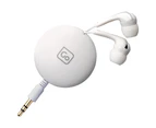 Go Travel Retractable In-Ear Earphones w/Magnetic Clip/3.5mm Jack for Phones WHT