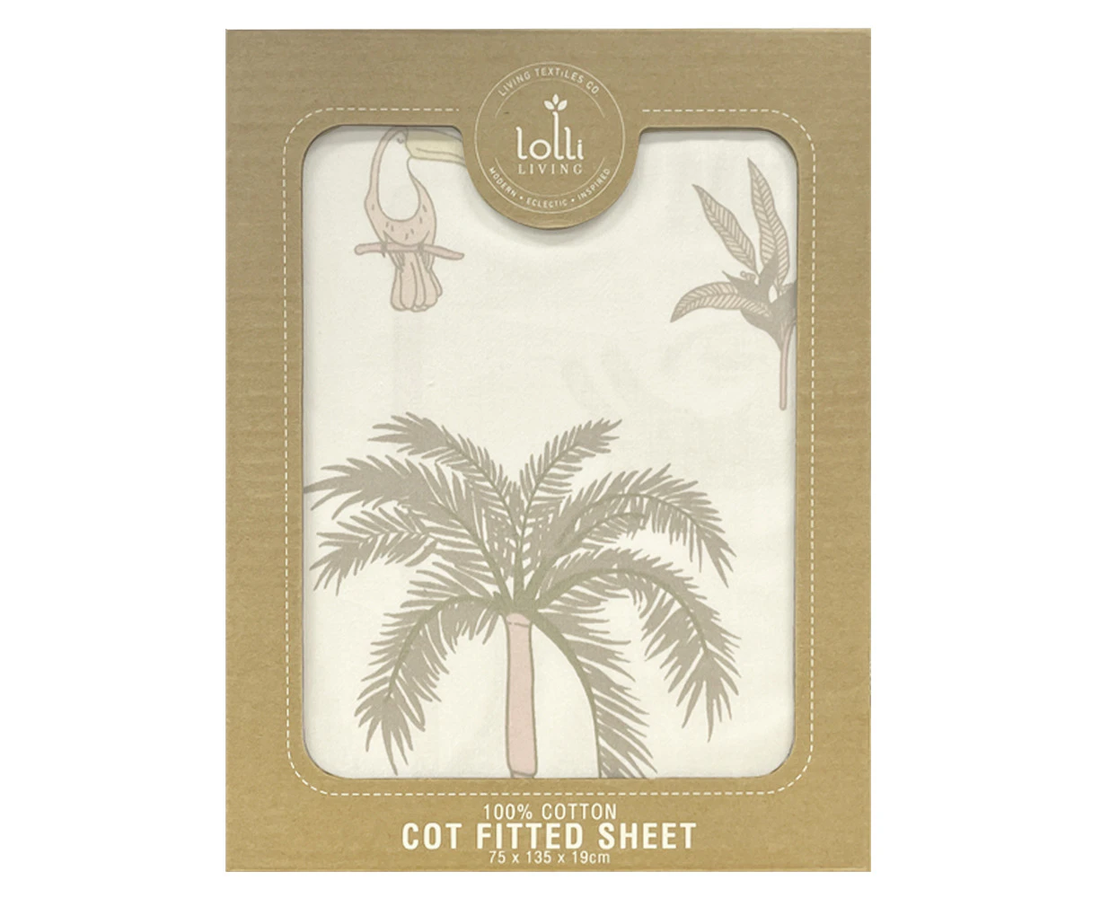 Lolli LivingBaby/Infant Fitted Cot Sheet 100% Cotton Tropical Mia 75x135x19cm