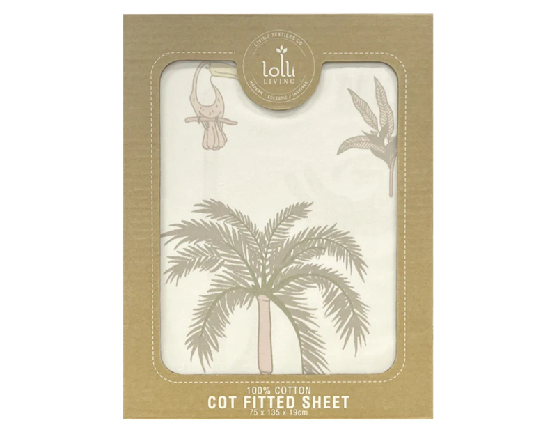 Lolli LivingBaby/Infant Fitted Cot Sheet 100% Cotton Tropical Mia 75x135x19cm