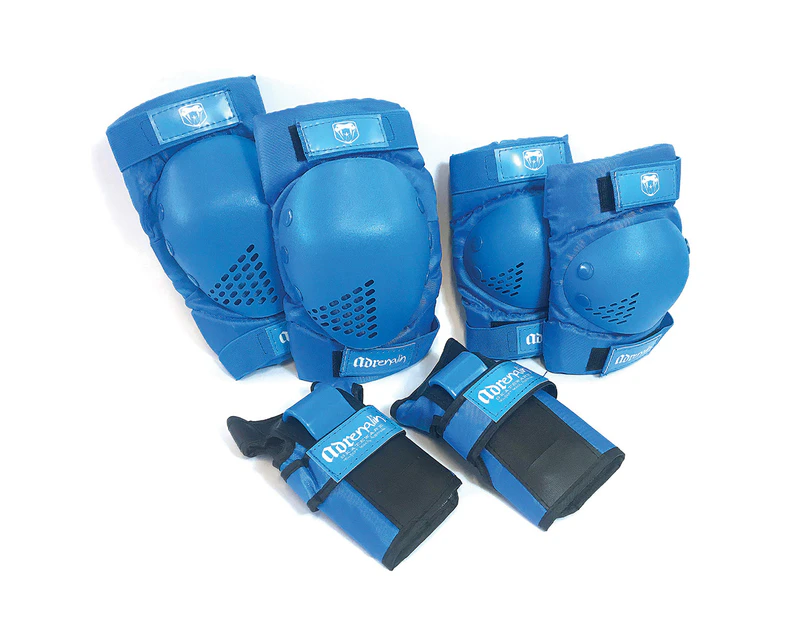 6pc Adrenalin Skateboard & Scooter Knee/Elbow Wrist Protection Set Blue Youth L