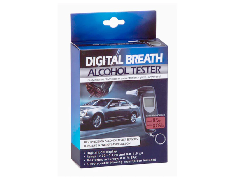 Digital Breath Alcohol Professional Tester LCD Analyser/Breathalyser Test Black