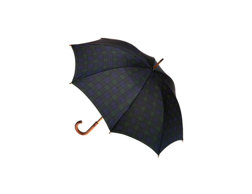 Clifton Womens Walking 103cm Wood Handle Windproof Umbrella Black Watch Tartan