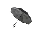 Clifton Outside-In Reverse Cover 107cm Windproof Umbrella UV Sun Shade BLK/GRY