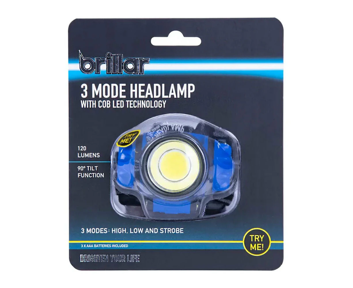 Brillar COB LED 3 Modes Headlamp 120lm Headlight Camping Outdoor Head Light Blue