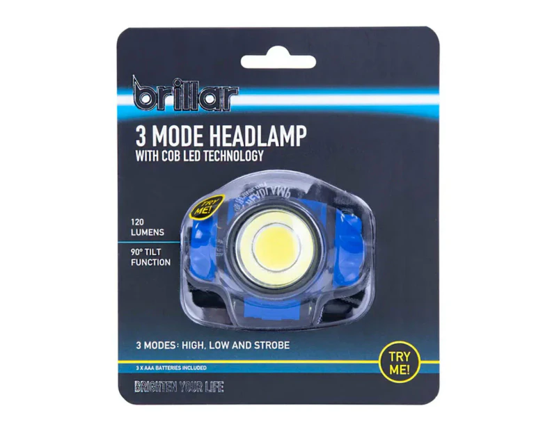 Brillar COB LED 3 Modes Headlamp 120lm Headlight Camping Outdoor Head Light Blue