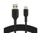 Belkin 2M Braided USB-A to USB-C Cable Data Sync Connector for Smartphones Black