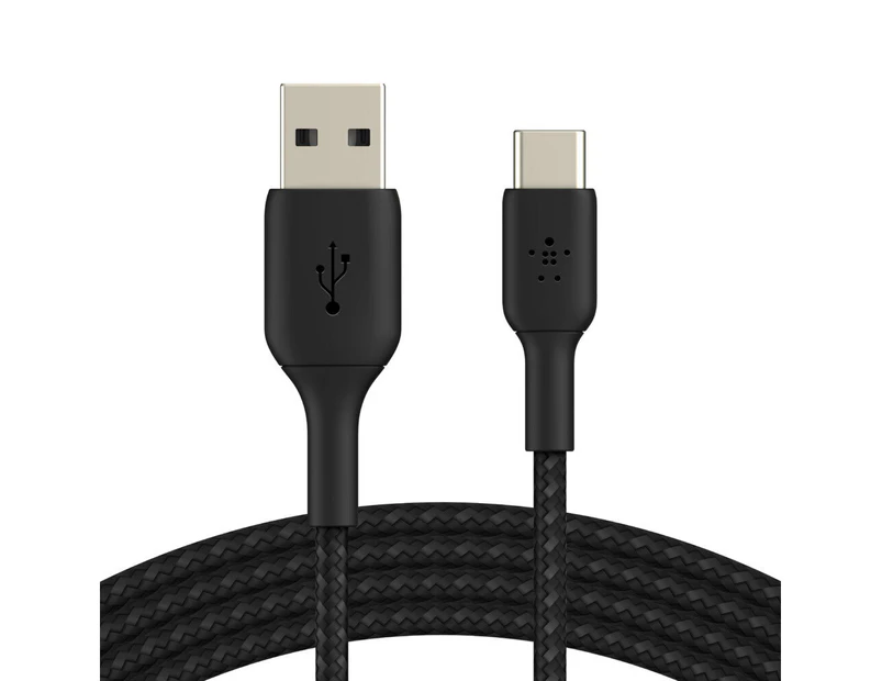 Belkin 2M Braided USB-A to USB-C Cable Data Sync Connector for Smartphones Black