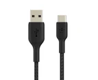 Belkin 2M Braided USB-A to USB-C Cable Data Sync Connector for Smartphones Black