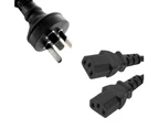 8ware 10A Y Split Power Cable 3m w/ AU/NZ 3-Pin Male Plug Socket For PC/Monitor