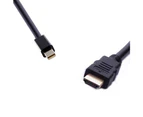 8Ware 1.8m Mini DisplayPort to HDMI Male Cable Connector For PC/Laptop Black