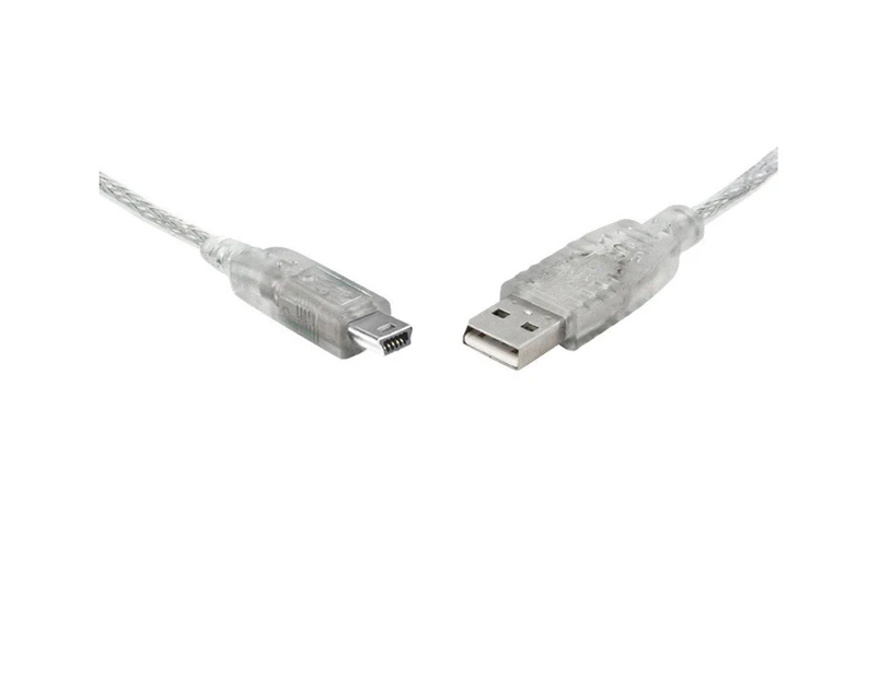 8Ware 1m USB 2.0 Cable A to Mini-USB B Male to Male Transparent Cord Extension
