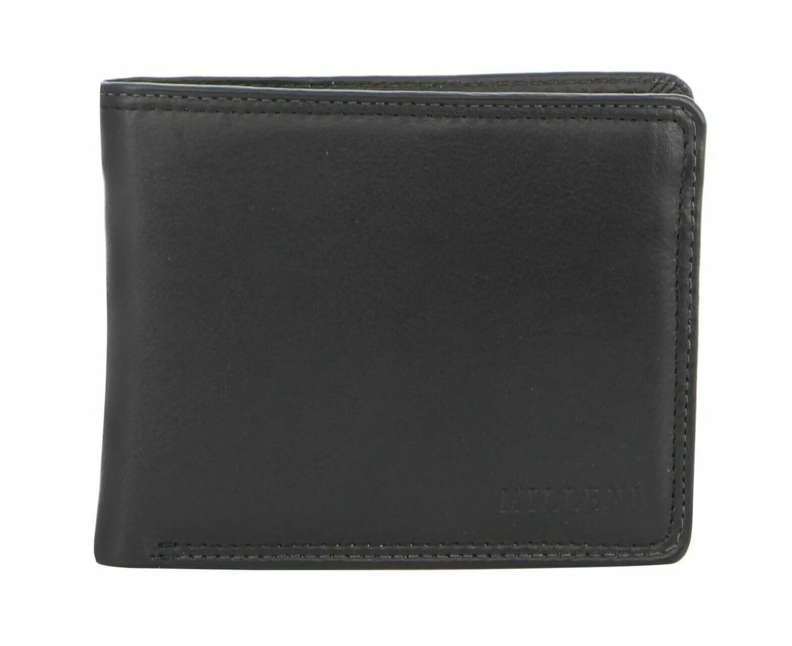 Milleni Mens 12cm Trifold Leather Wallet/RFID Money/Credit Card Holder Black