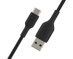 Belkin 2M Braided USB-A to USB-C Cable Data Sync Connector for Smartphones Black