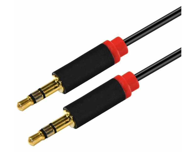 Astrotek 1m Stereo Flat Cable Male To Male Audio Input/ 3.5mm Auxiliary Car Cord