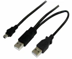 Astrotek 2m Male USB-A 2.0 Y Splitter Cable To Male USB-A/Mini USB-B Adapter