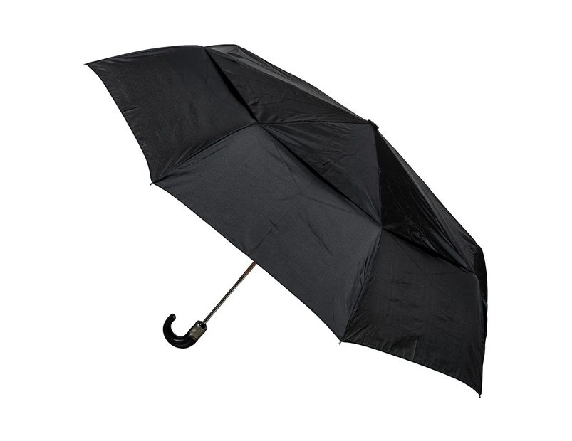 Clifton Men’s 117cm Auto Open Vented Folding Windproof Umbrella w/ Cover Black