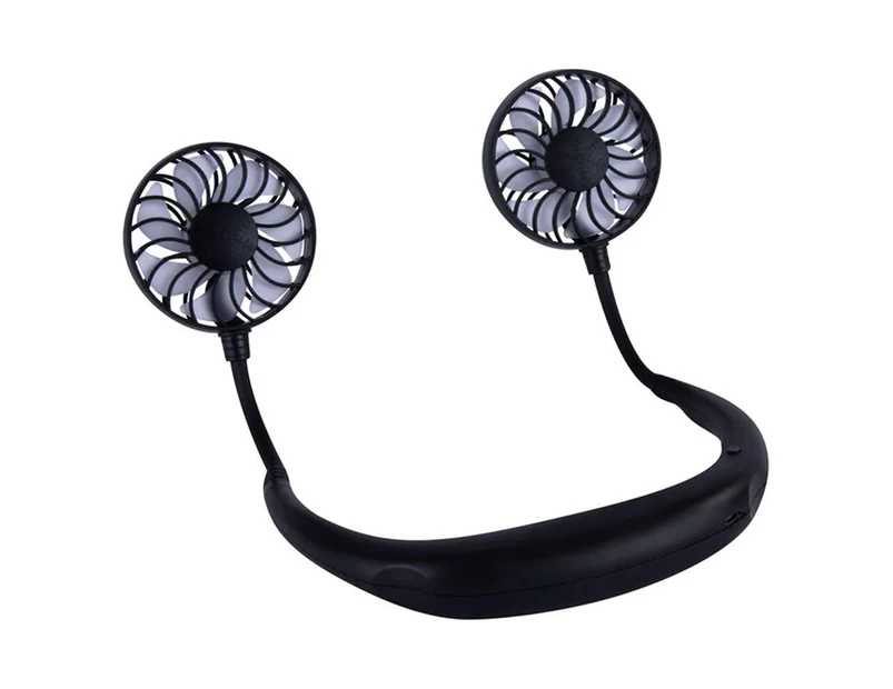 USB Rechargeable Portable 26cm Cooler Cooling Twin Neck Fan/Sports Neckband BLK