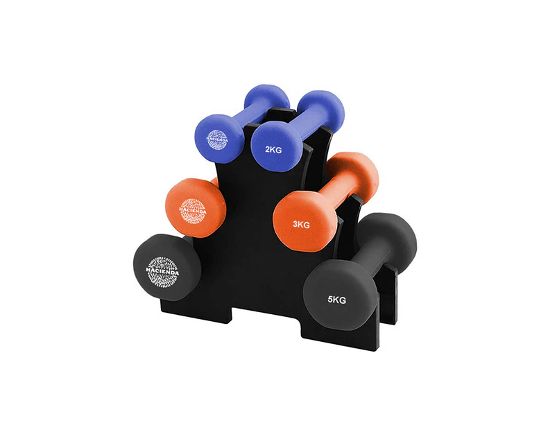 7pc Hacienda 2/3/5kg Weighted Dumbbell Set Gym Fitness Workout Exercise w/Rack